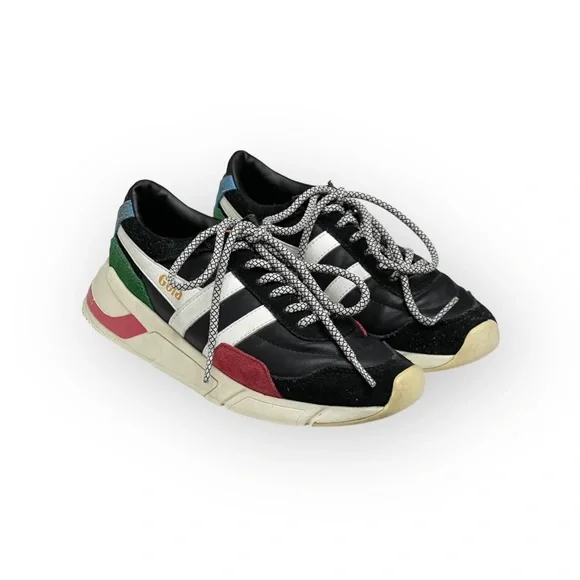 Gola aso Free People ψ Eclipse Trident Comfort Trainers Suede Sneakers ψ Black - Picture 9 of 16